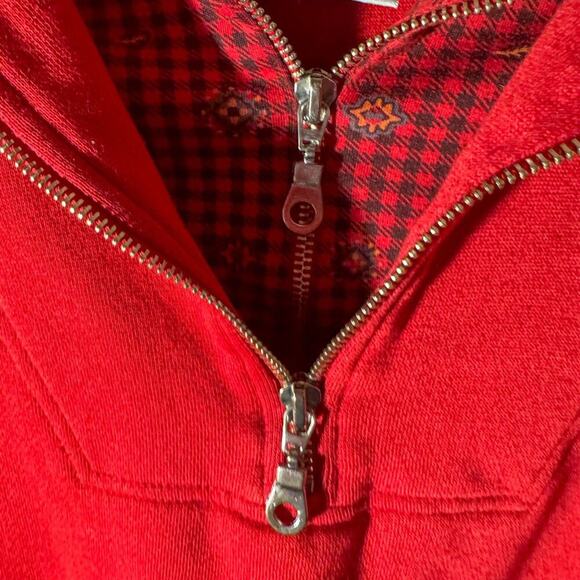 Vintage 90s Laura Daniels Red Plaid Layered Look Half-Zip Sweatshirt - Picture 2 of 5